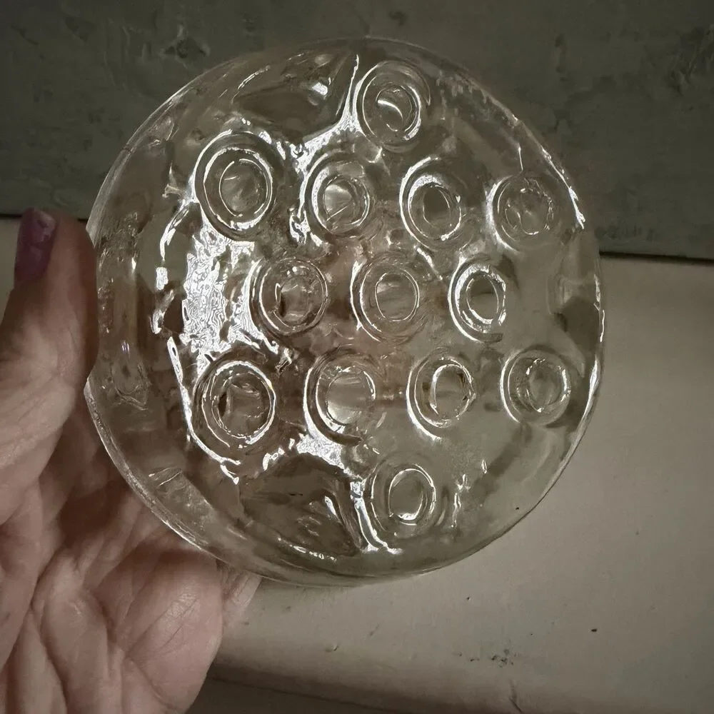 Clear Glass Flower Frog 13 Hole Vintage Bouquet Display Floral Arrangements 5”